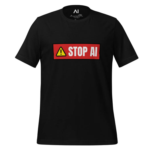 STOP AI Warning T-Shirt (unisex) - Black / M