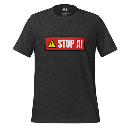 STOP AI Warning T-Shirt (unisex) - Dark Grey Heather / M