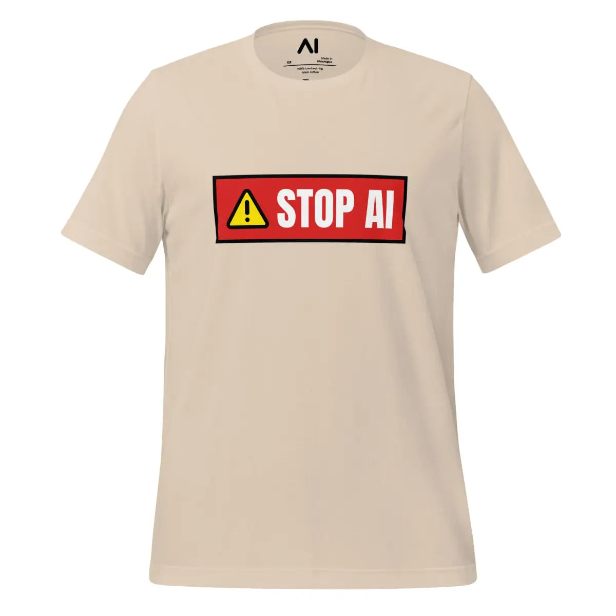 STOP AI Warning T-Shirt (unisex) - Soft Cream / M