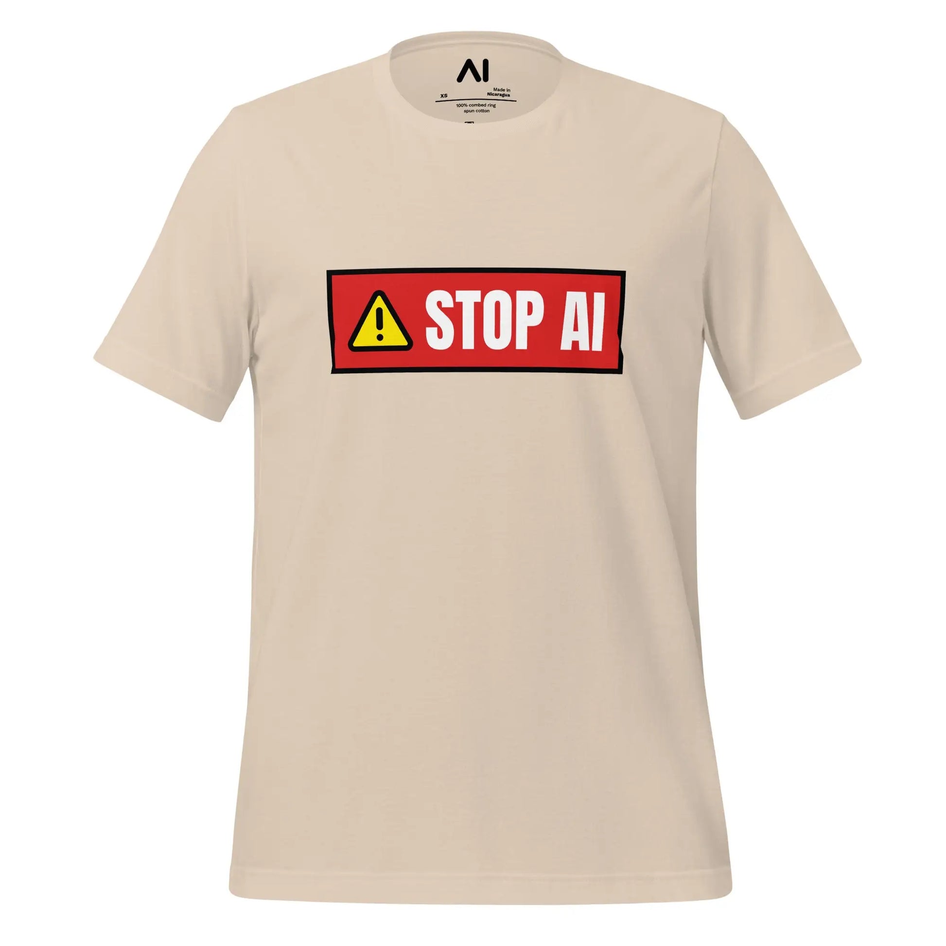 STOP AI Warning T-Shirt (unisex) - Soft Cream / M