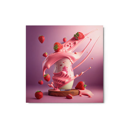 Strawberry Milkshake Metal Print - 12″×12″ - AI Store