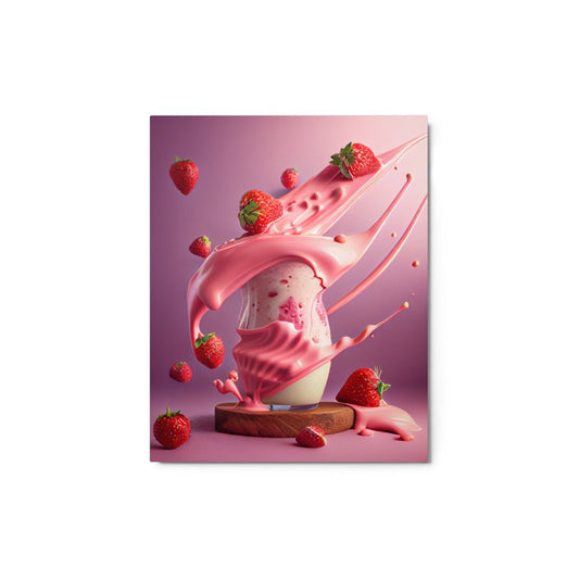Strawberry Milkshake Metal Print - 8″×10″ - AI Store