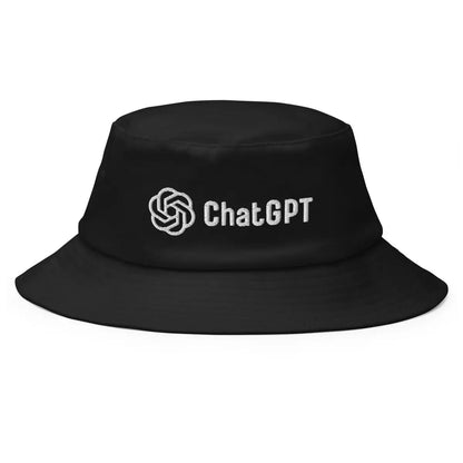 Stylized ChatGPT Logo Embroidered Bucket Hat - Black