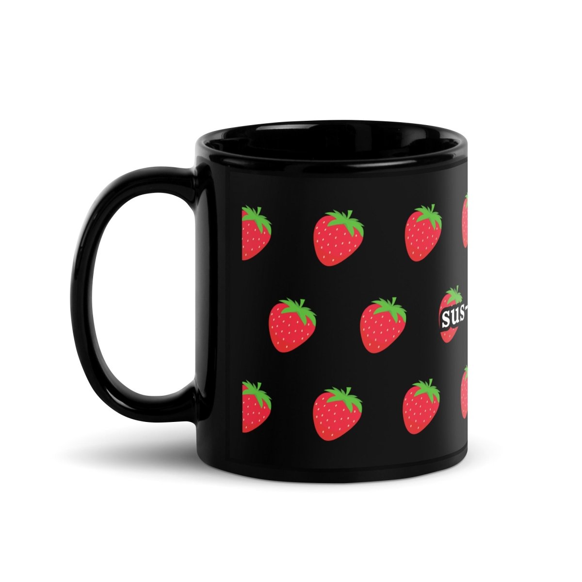 sus - column - r Strawberries Black Glossy Mug - 11 oz - AI Store