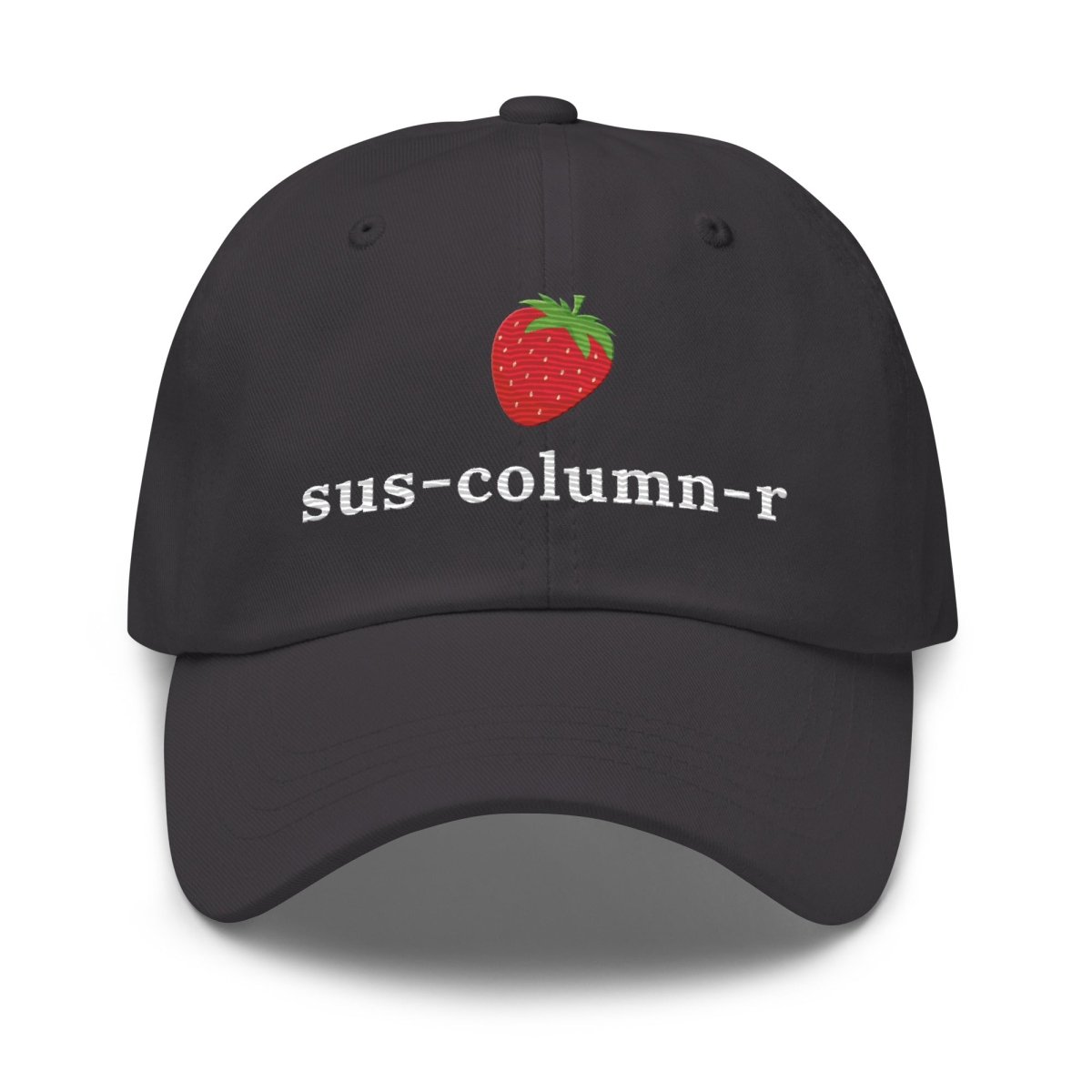 sus - column - r Strawberry True - Color Embroidered Cap - Dark Grey - AI Store