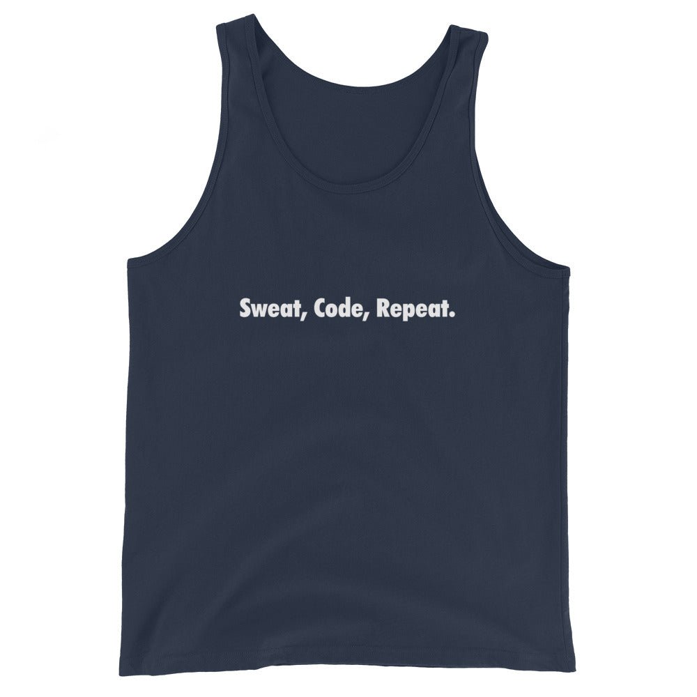 Sweat, Code, Repeat. Tank Top - Navy - AI Store