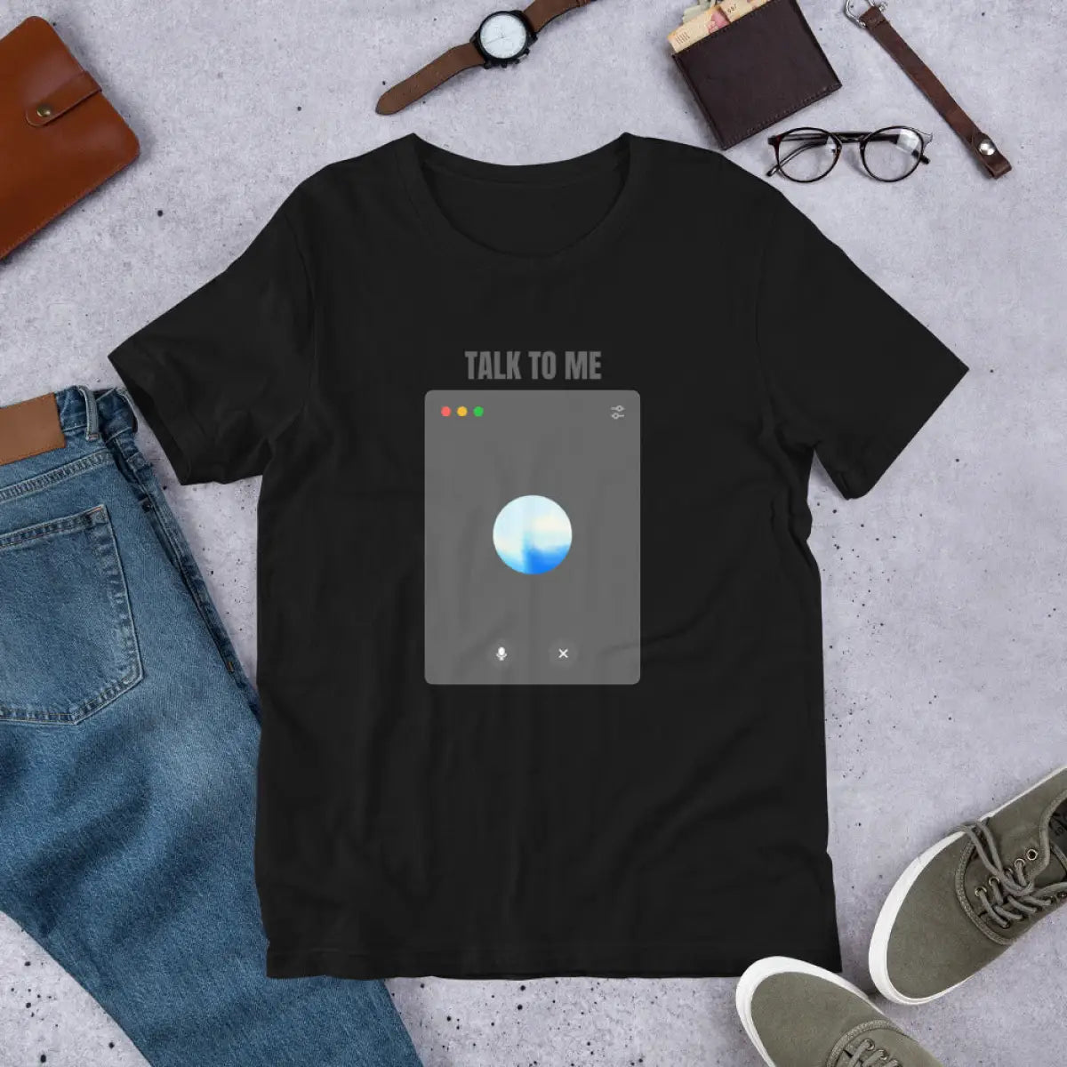 The Talk to me Advanced Voice Mode on Desktop T-shirt (unisex).