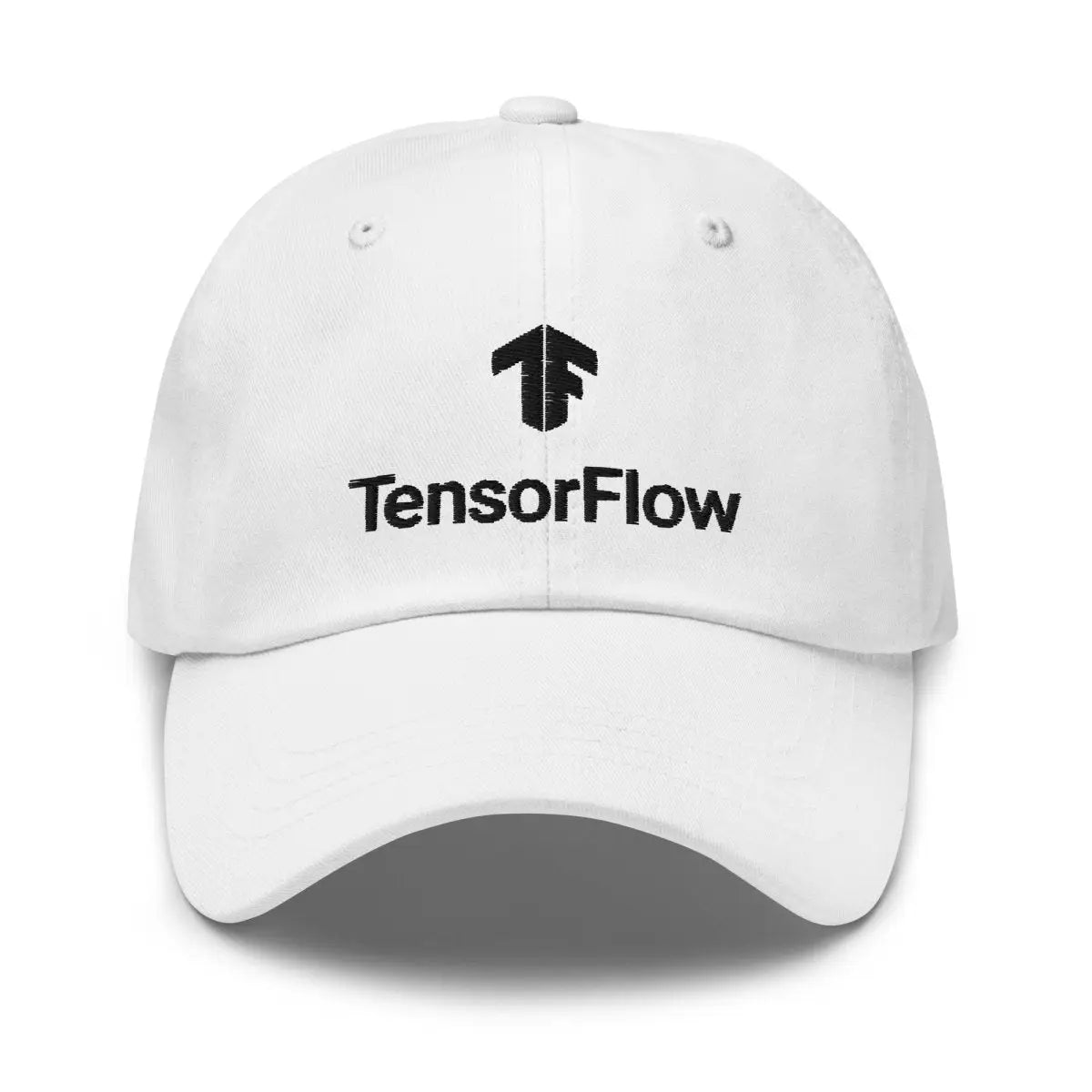 TensorFlow 2 Black Stacked Logo Cap - White