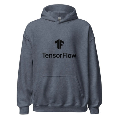 TensorFlow 2 Black Stacked Logo Hoodie (unisex) - Heather Sport Dark Navy / M