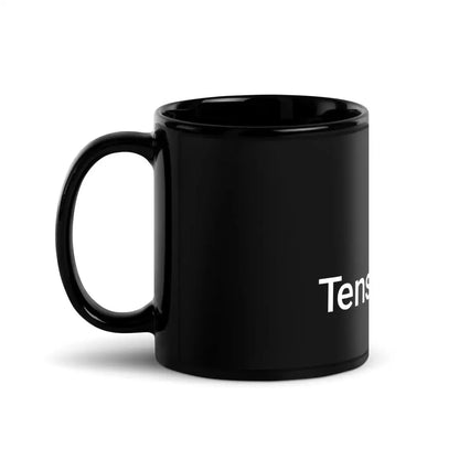 TensorFlow 2 White Stacked Logo Black Glossy Mug