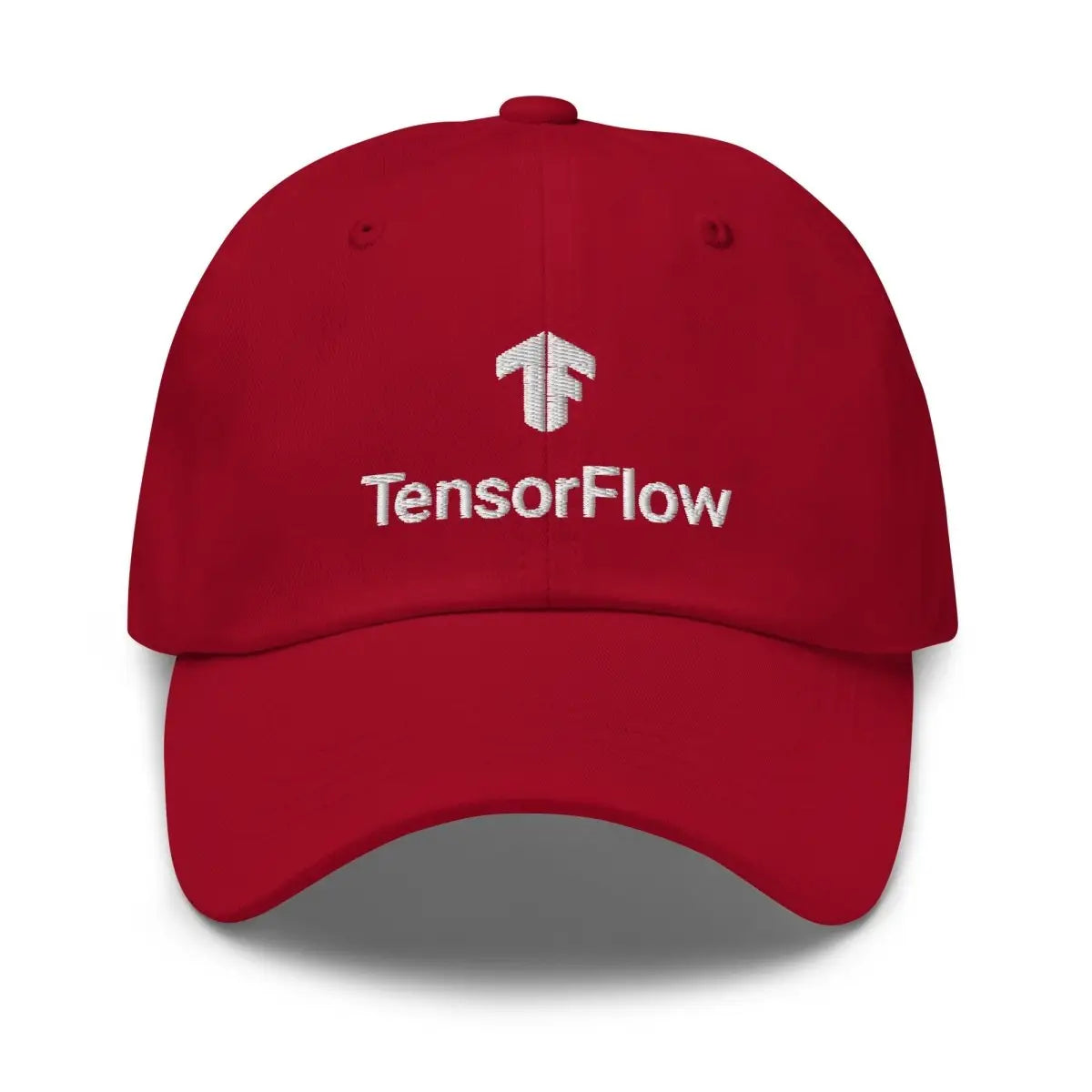 TensorFlow 2 White Stacked Logo Cap - Cranberry