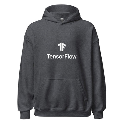 TensorFlow 2 White Stacked Logo Hoodie (unisex) - Dark Heather - AI Store