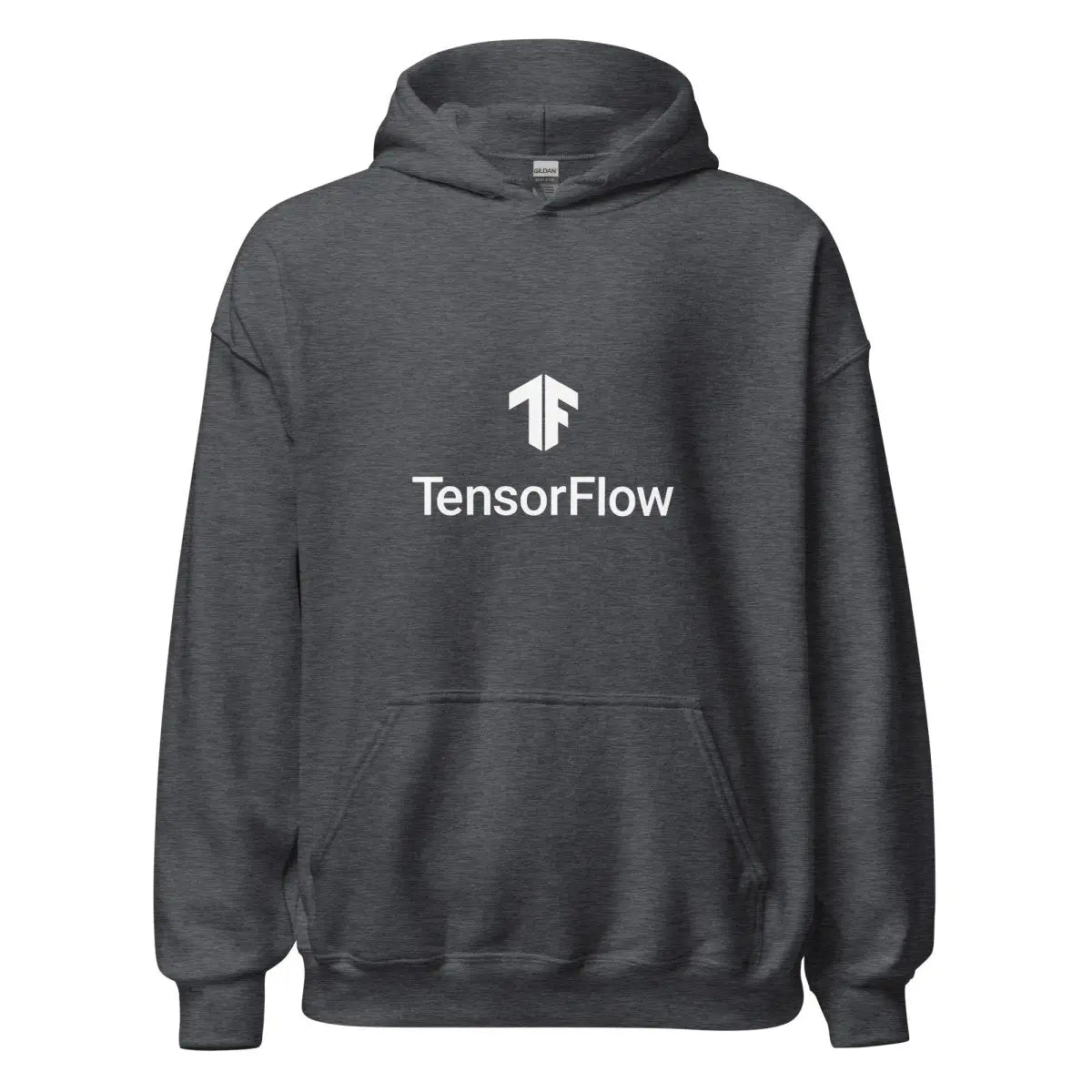 TensorFlow 2 White Stacked Logo Hoodie (unisex) - Dark Heather / M