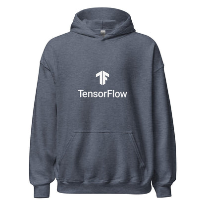 TensorFlow 2 White Stacked Logo Hoodie (unisex) - Heather Sport Dark Navy - AI Store