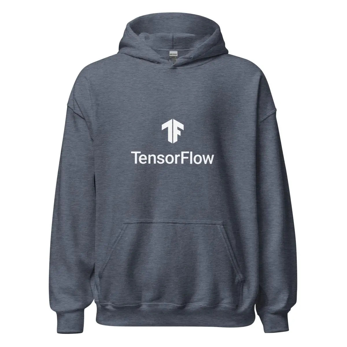 TensorFlow 2 White Stacked Logo Hoodie (unisex) - Heather Sport Dark Navy / M