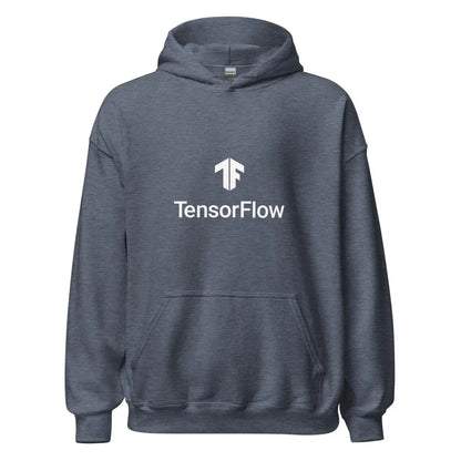 TensorFlow 2 White Stacked Logo Hoodie (unisex) - Heather Sport Dark Navy / M