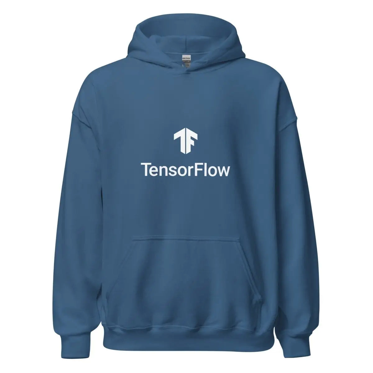 TensorFlow 2 White Stacked Logo Hoodie (unisex) - Indigo Blue / M