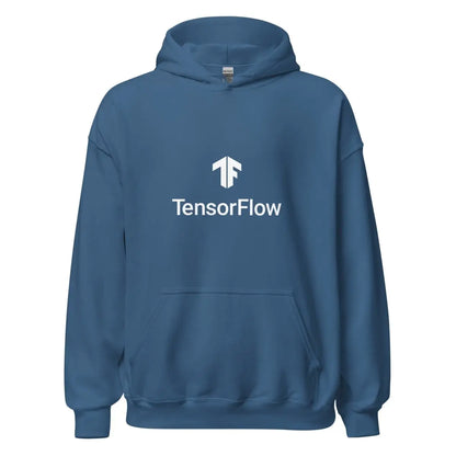 TensorFlow 2 White Stacked Logo Hoodie (unisex) - Indigo Blue / M