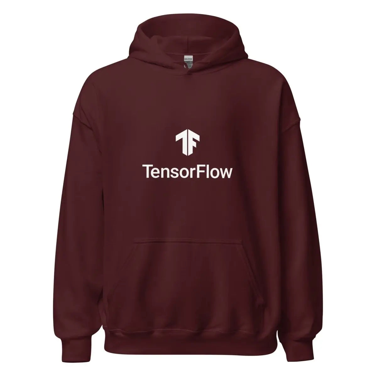 TensorFlow 2 White Stacked Logo Hoodie (unisex) - Maroon / M