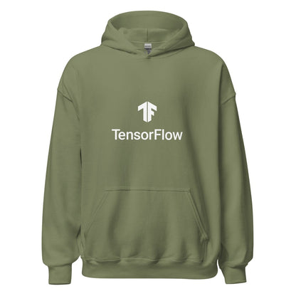 TensorFlow 2 White Stacked Logo Hoodie (unisex) - Military Green - AI Store