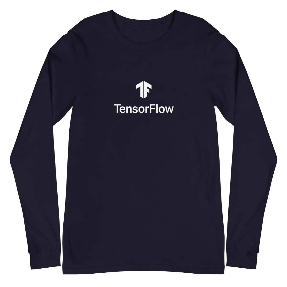 TensorFlow 2 White Stacked Logo Long Sleeve T-Shirt (unisex) - Navy / M