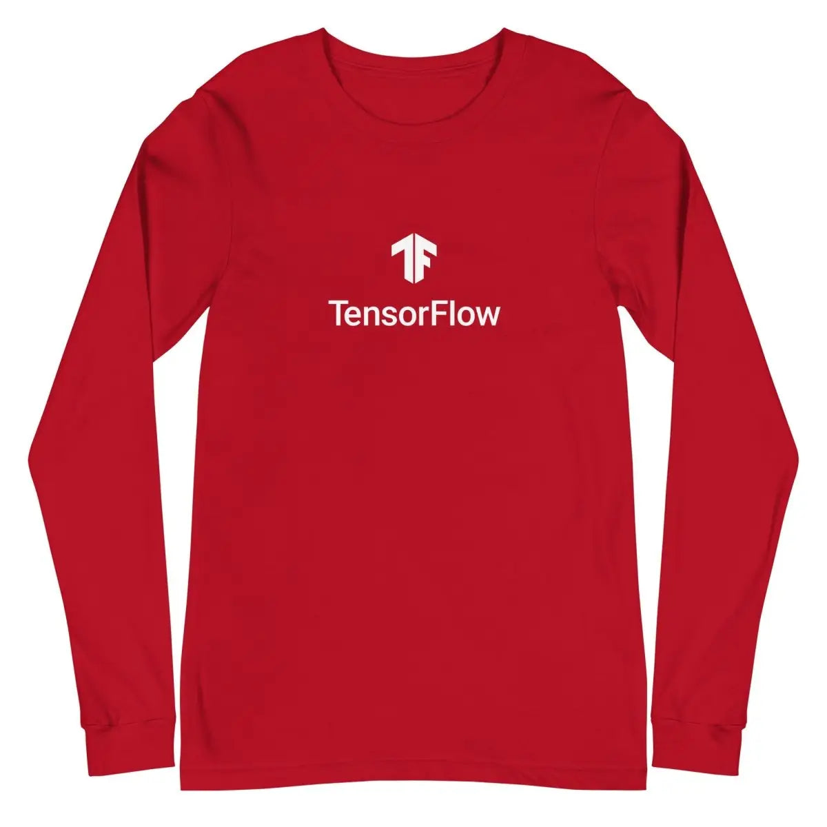 TensorFlow 2 White Stacked Logo Long Sleeve T-Shirt (unisex) - Red / M