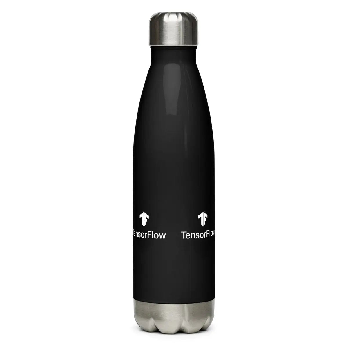 TensorFlow White Stacked Logo Black Stainless Steel Water Bottle