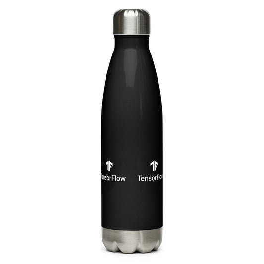 TensorFlow White Stacked Logo Black Stainless Steel Water Bottle - AI Store