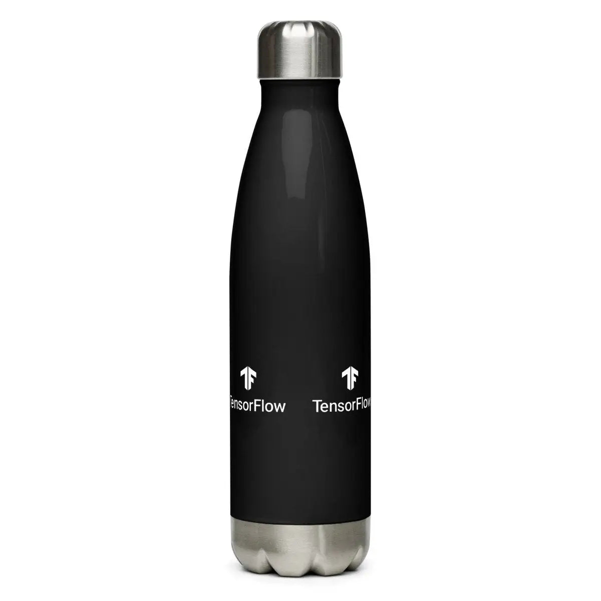 TensorFlow White Stacked Logo Black Stainless Steel Water Bottle