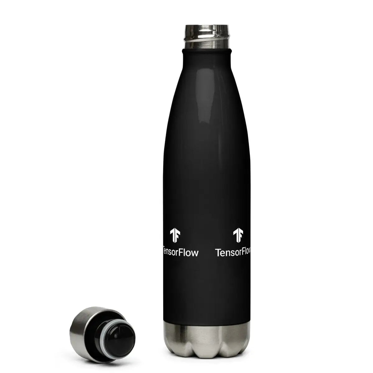 TensorFlow White Stacked Logo Black Stainless Steel Water Bottle