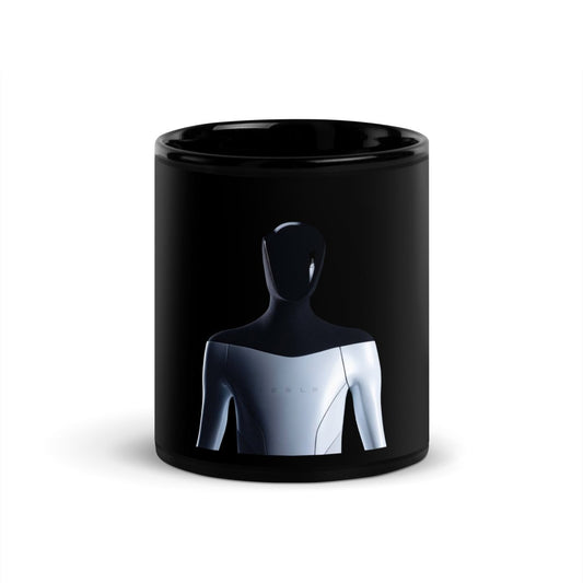 Tesla Optimus Black Glossy Mug - 11 oz - AI Store
