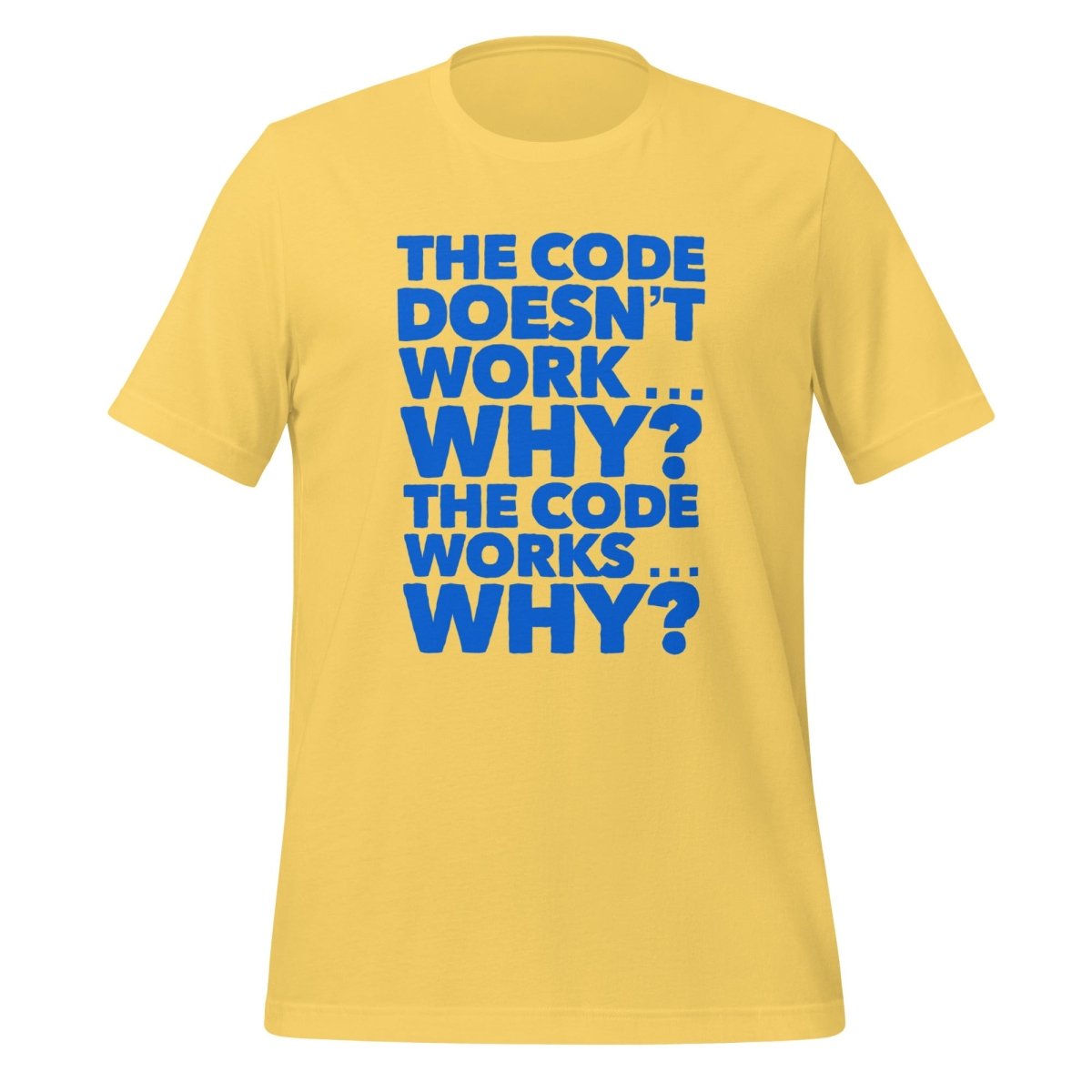 The code doesn't work, why? T-Shirt 2 (unisex) - Yellow - AI Store