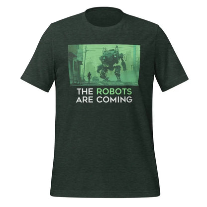 The Robots Are Coming (Green) T-Shirt 1.1 (unisex) - Heather Forest / M