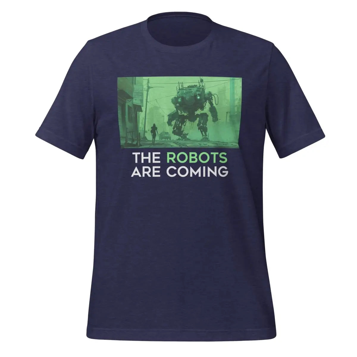 The Robots Are Coming (Green) T-Shirt 1.1 (unisex) - Heather Midnight Navy / M