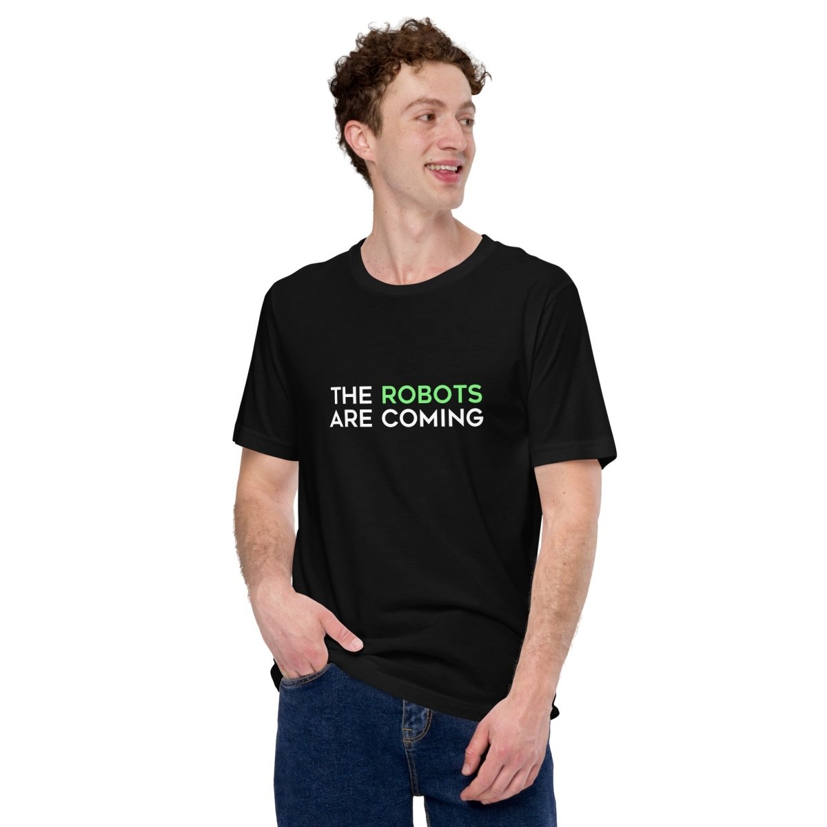 The Robots Are Coming (Green) T - Shirt 1 (unisex) - Black - AI Store
