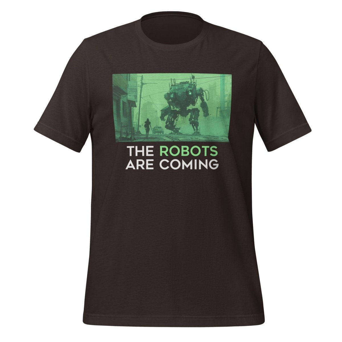 The Robots Are Coming (Green) T-Shirt 1.1 (unisex) - Brown - AI Store