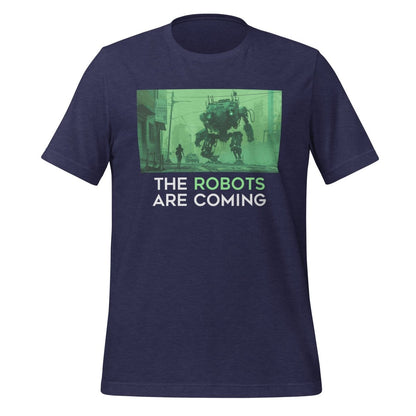 The Robots Are Coming (Green) T-Shirt 1.1 (unisex) - Heather Midnight Navy - AI Store