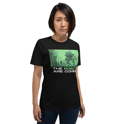 The Robots Are Coming (Green) T-Shirt 3.1 (unisex) - Black - AI Store