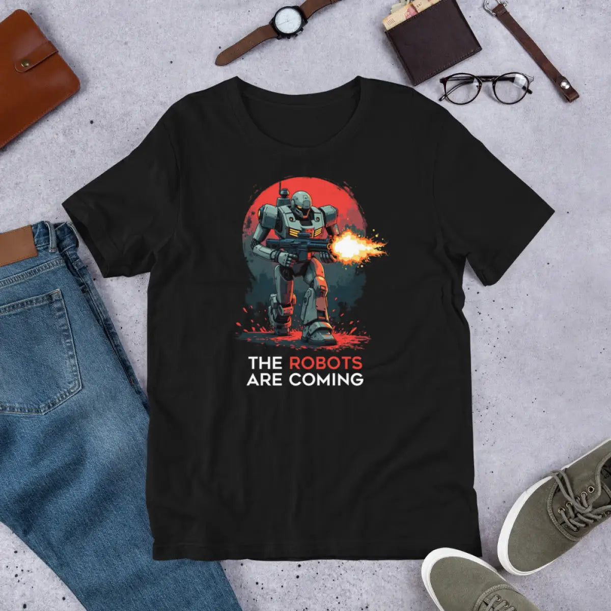 The Robots Are Coming with Guns T-Shirt 1 (unisex)