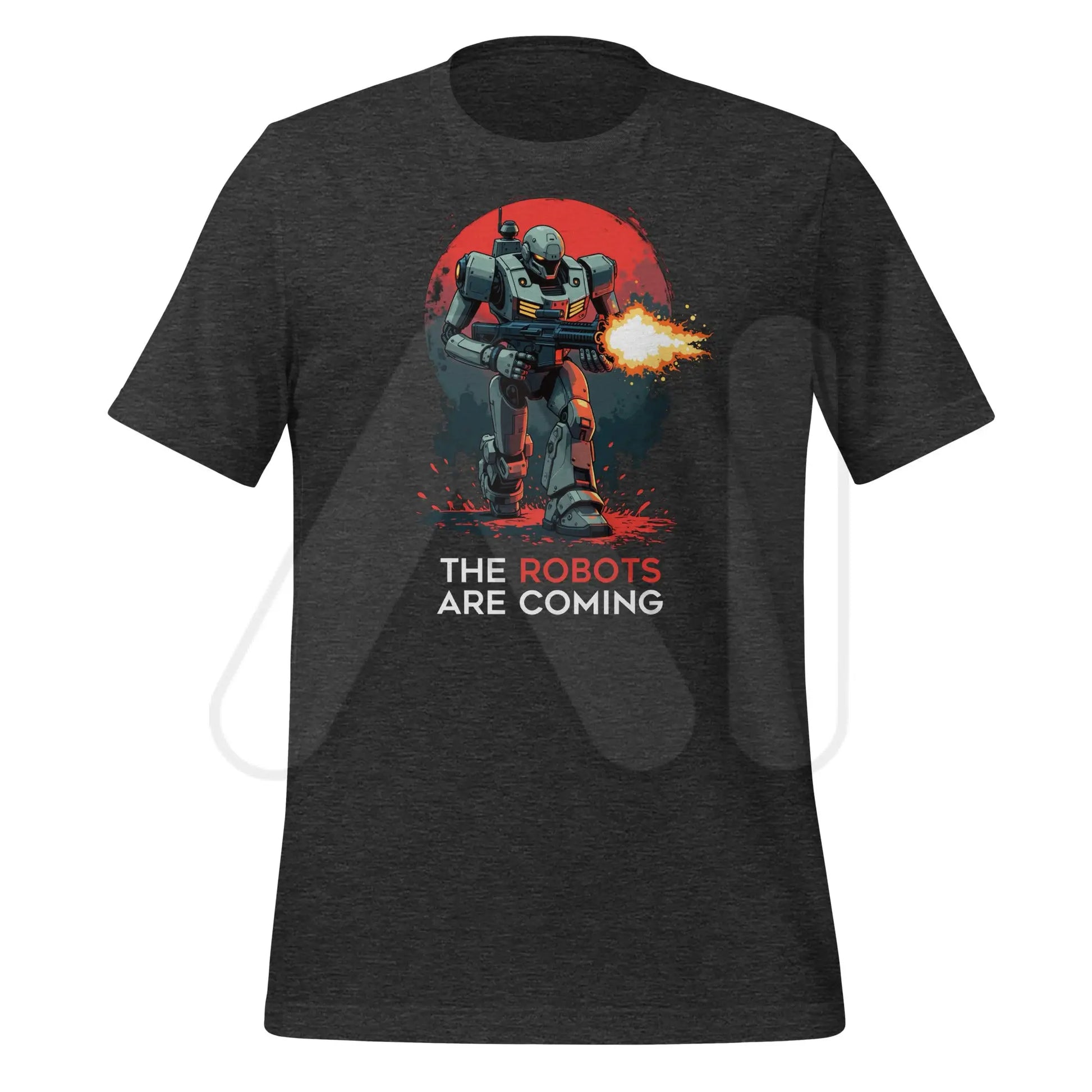 The Robots Are Coming with Guns T-Shirt 1 (unisex) - Dark Grey Heather / M