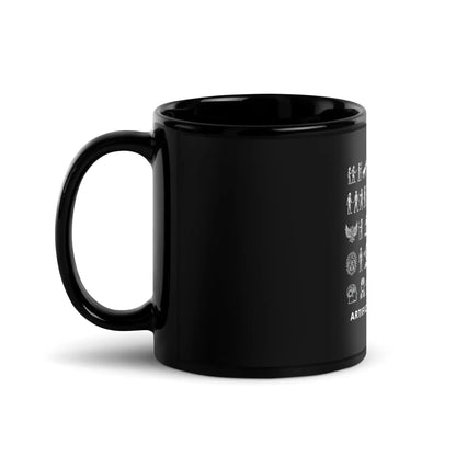 The Story of AI in Hieroglyphs Black Glossy Mug