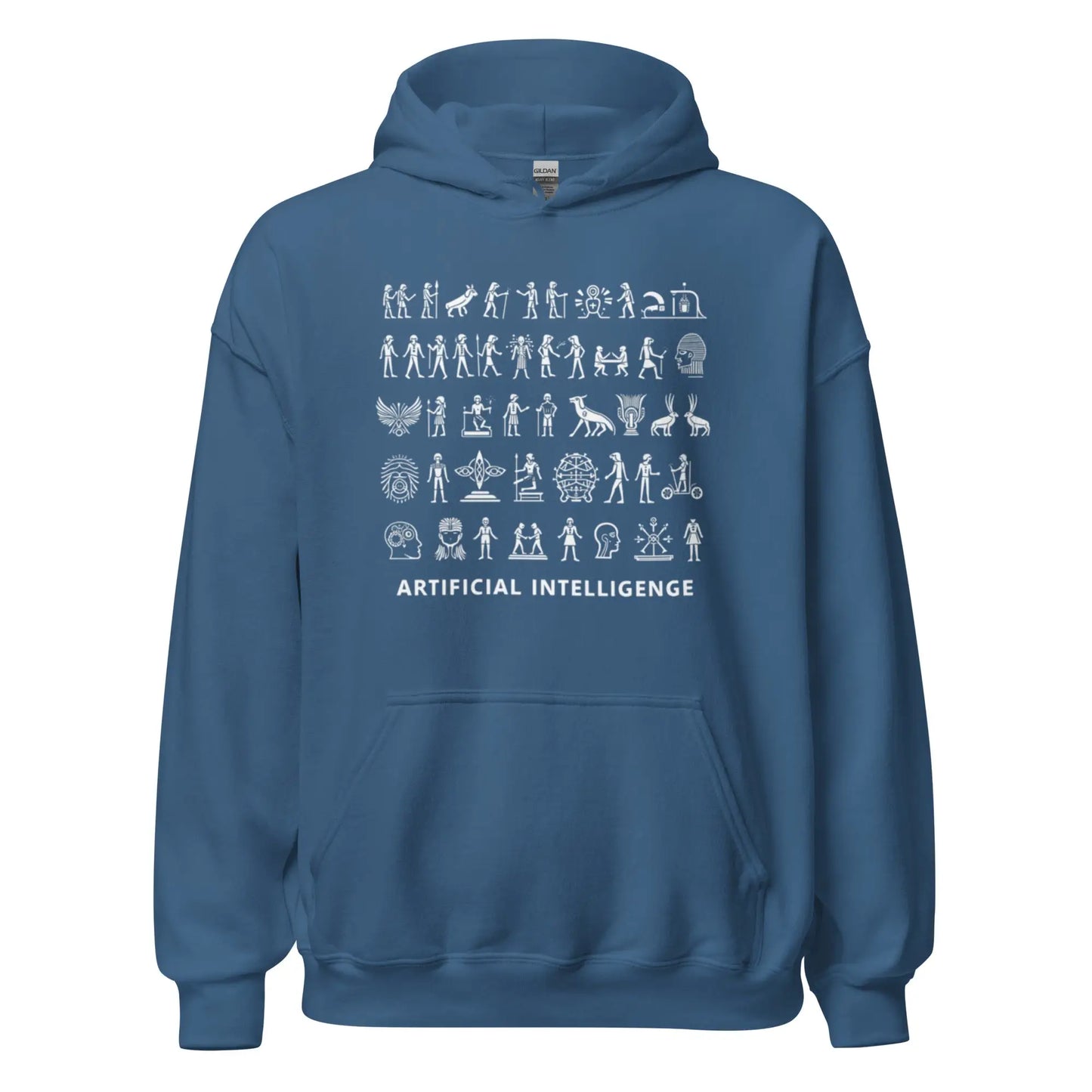 The Story of AI in Hieroglyphs Hoodie (unisex) - Indigo Blue / M