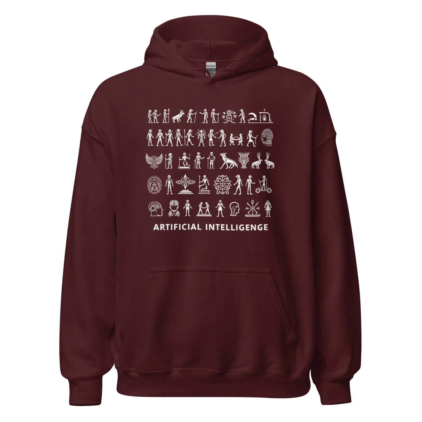 The Story of AI in Hieroglyphs Hoodie (unisex) - Maroon / M