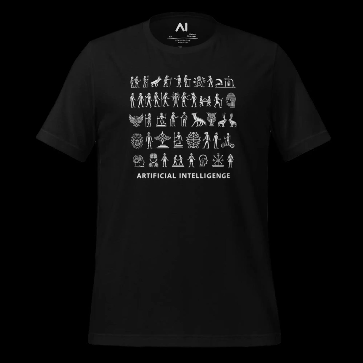 The the Story of Ai in Hieroglyphs T-shirt (unisex).