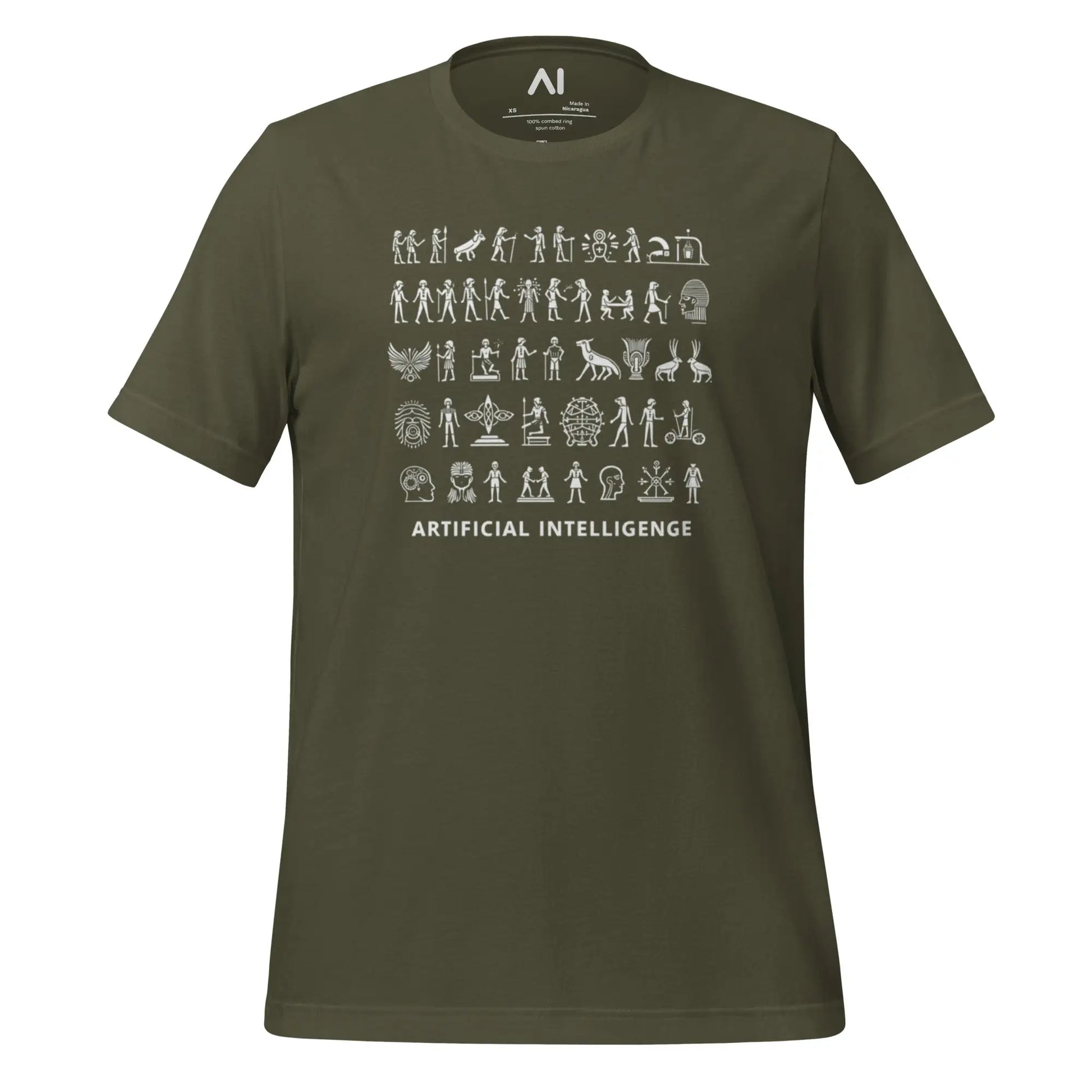 The Story of AI in Hieroglyphs T-Shirt (unisex) - Military Green / M