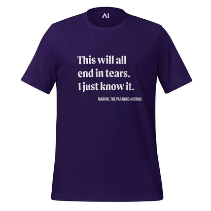 This will all end in tears. Marvin Quote T-Shirt (unisex) - Team Purple / M