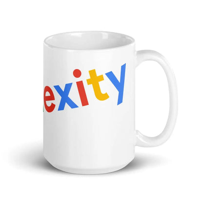 Tilted Perplexity Search Logo on White Glossy Mug