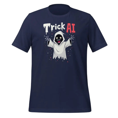 Trick AI Ghost Robot T-Shirt (unisex) 🎃 - Navy / M