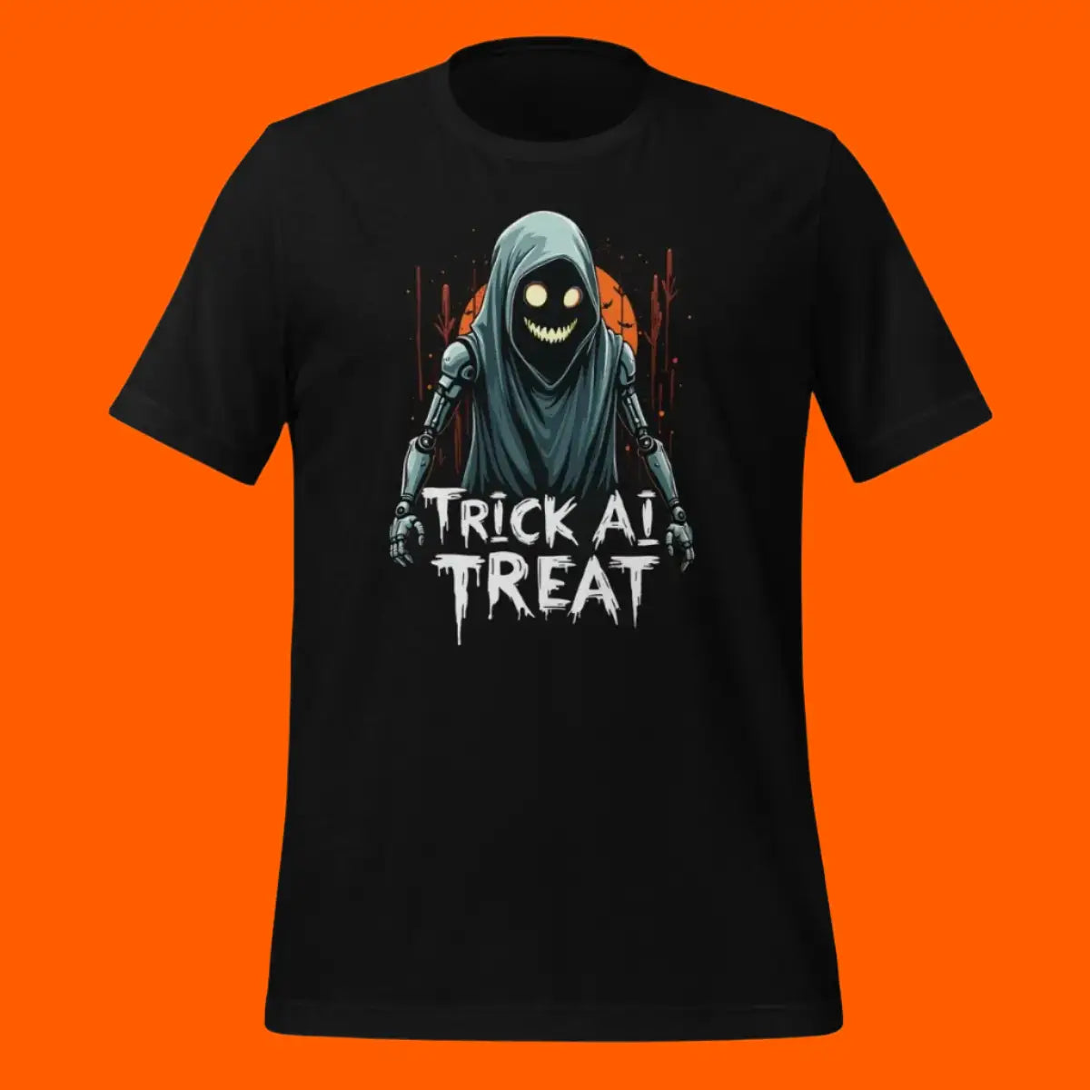 Trick AI Treat Ghost Robot T-Shirt 2 (unisex) 🎃