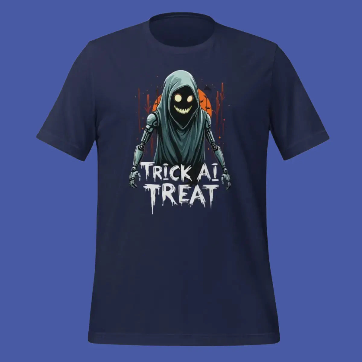 Trick AI Treat Ghost Robot T-Shirt 2 (unisex) 🎃